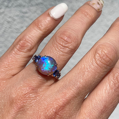 ring Ode to Violet Sapphire and Opal Ring