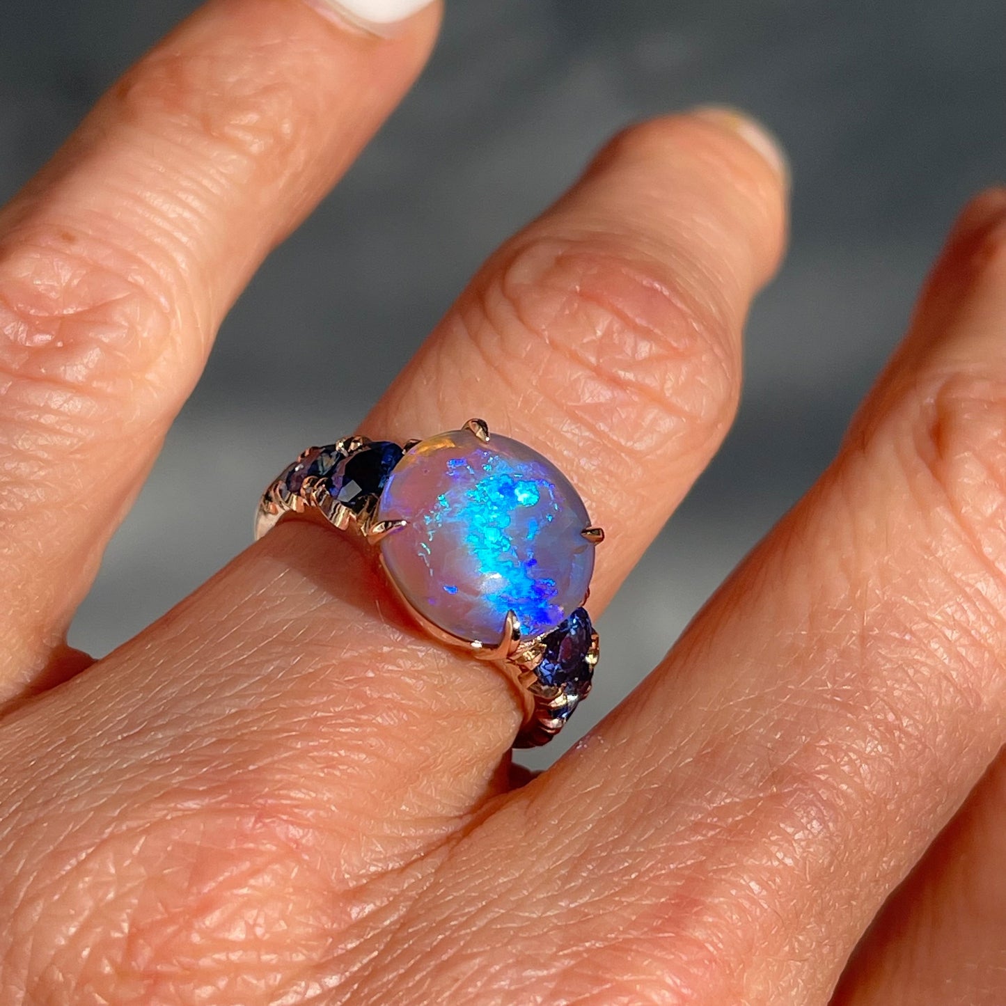 ring Ode to Violet Sapphire and Opal Ring