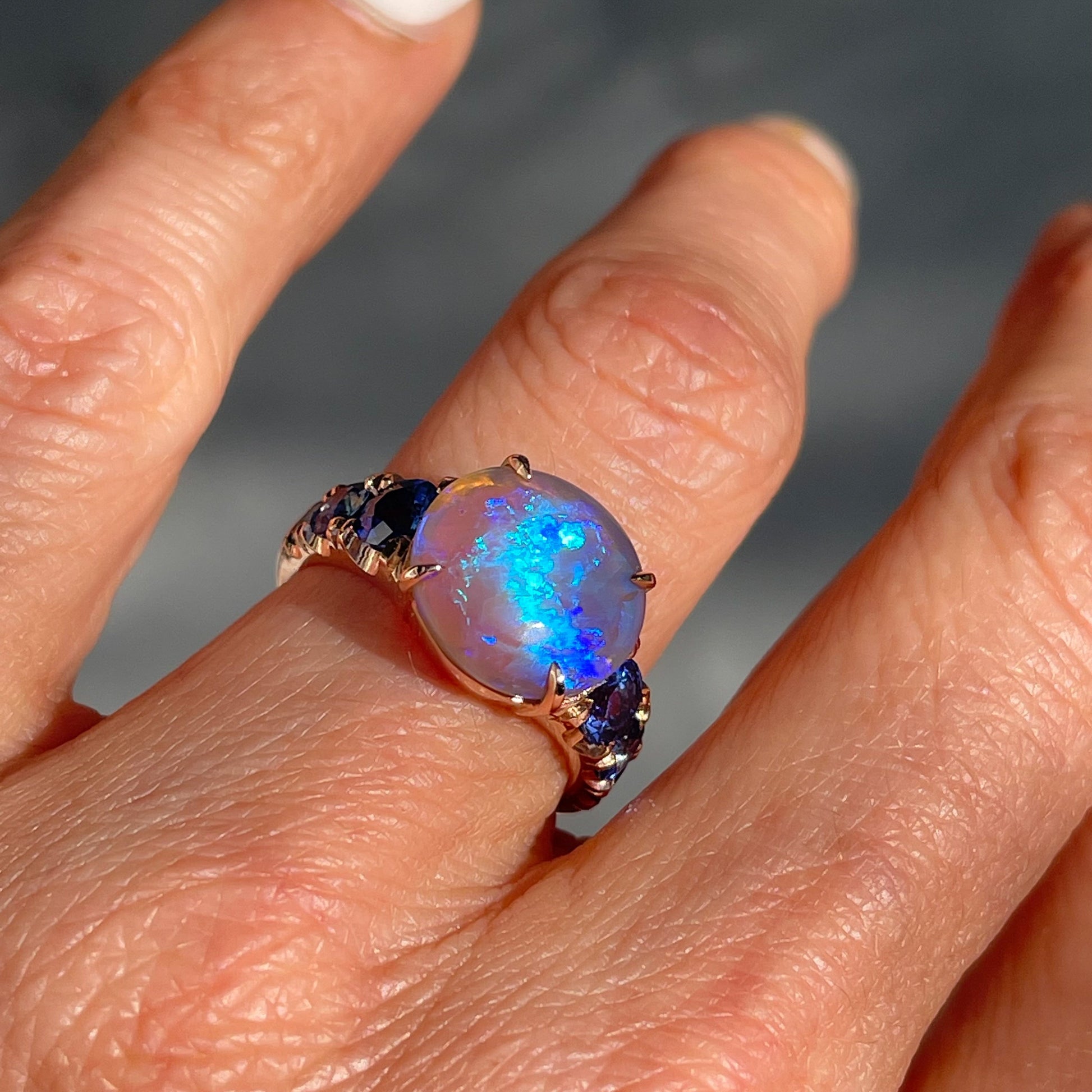 ring Ode to Violet Sapphire and Opal Ring