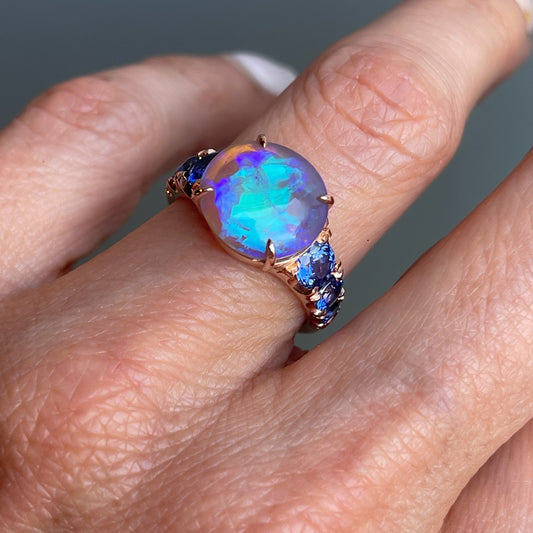 ring Ode to Violet Sapphire and Opal Ring