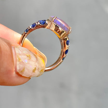 ring Ode to Violet Sapphire and Opal Ring