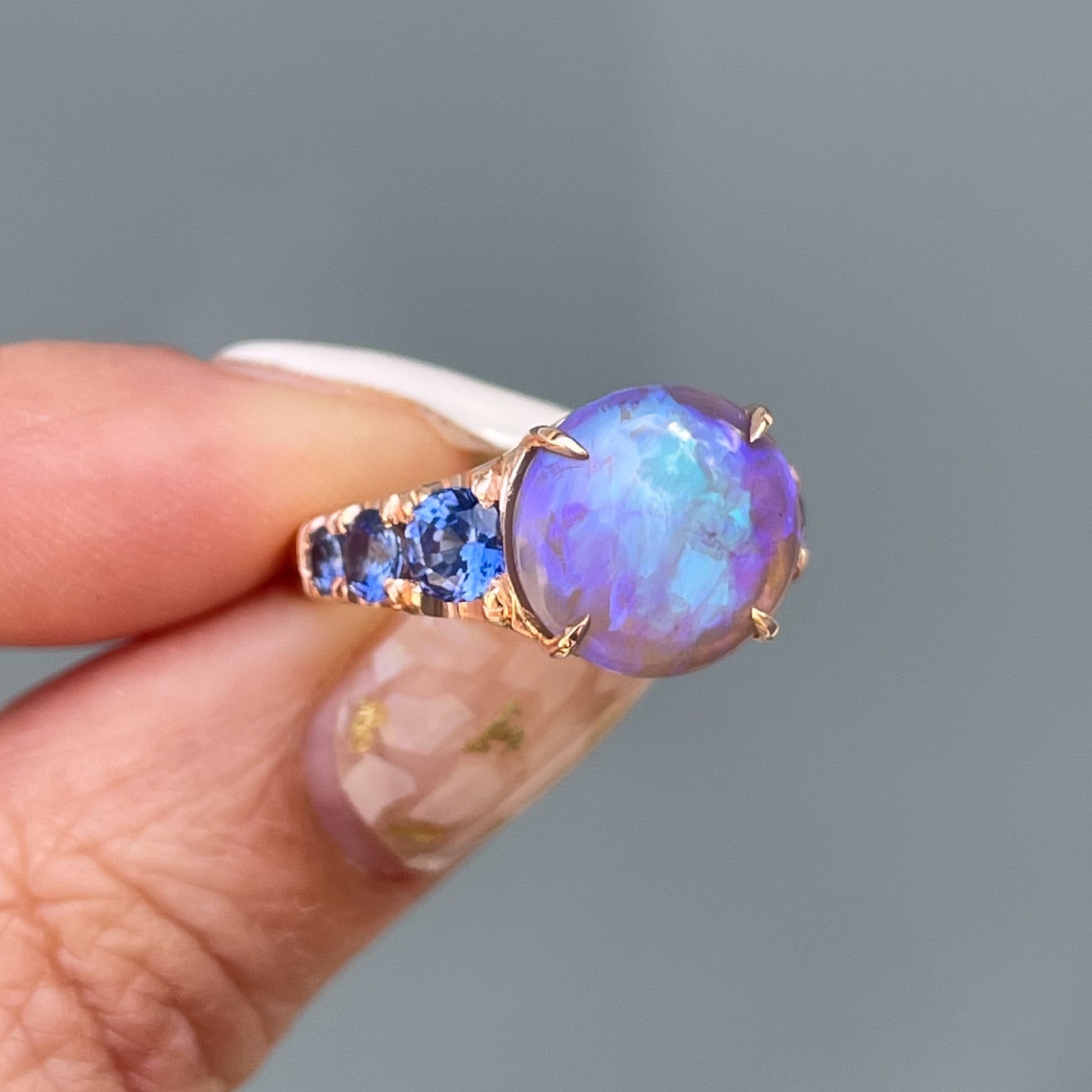ring Ode to Violet Sapphire and Opal Ring
