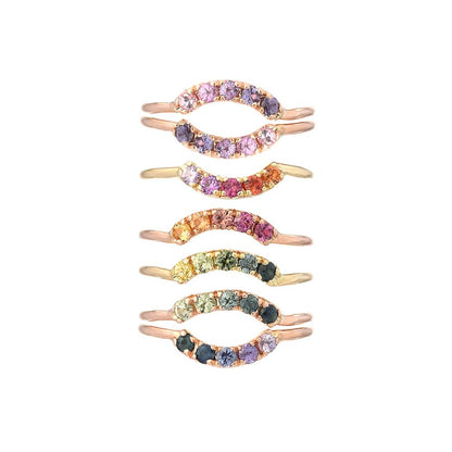 Pegasus Arc Ombré Sapphire Curve Ring line + hue collaboration with NIXIN Jewelry