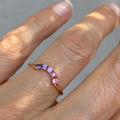 Pegasus Arc Ombré Sapphire Curve Ring line + hue collaboration with NIXIN Jewelry