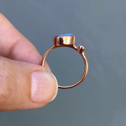 Rainbow River Dali Blue Boulder Opal and Diamond Rose Gold Ring by NIXIN Jewelry