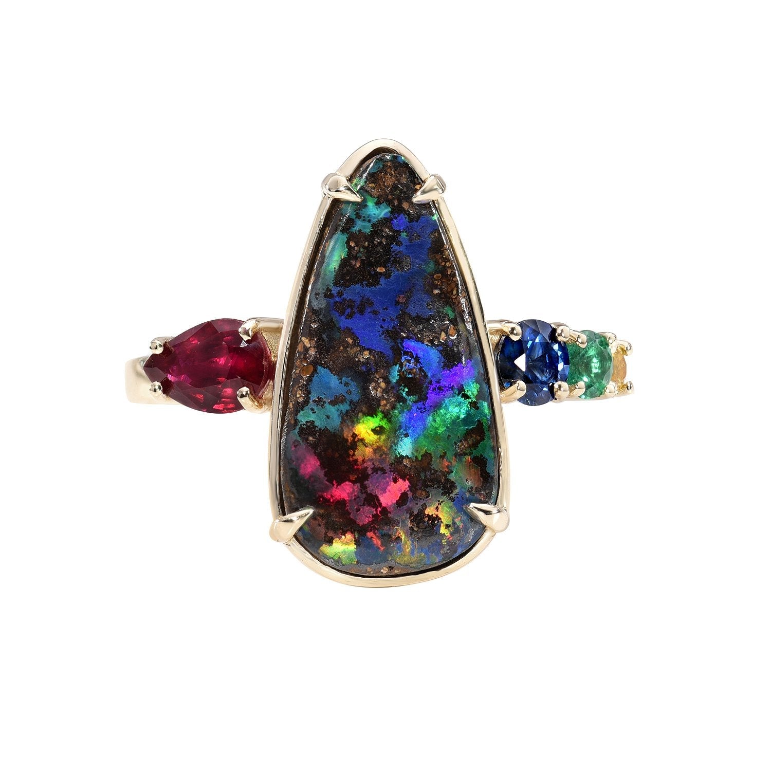 Regalia Gold Opal and Ruby Ring by NIXIN Jewelry