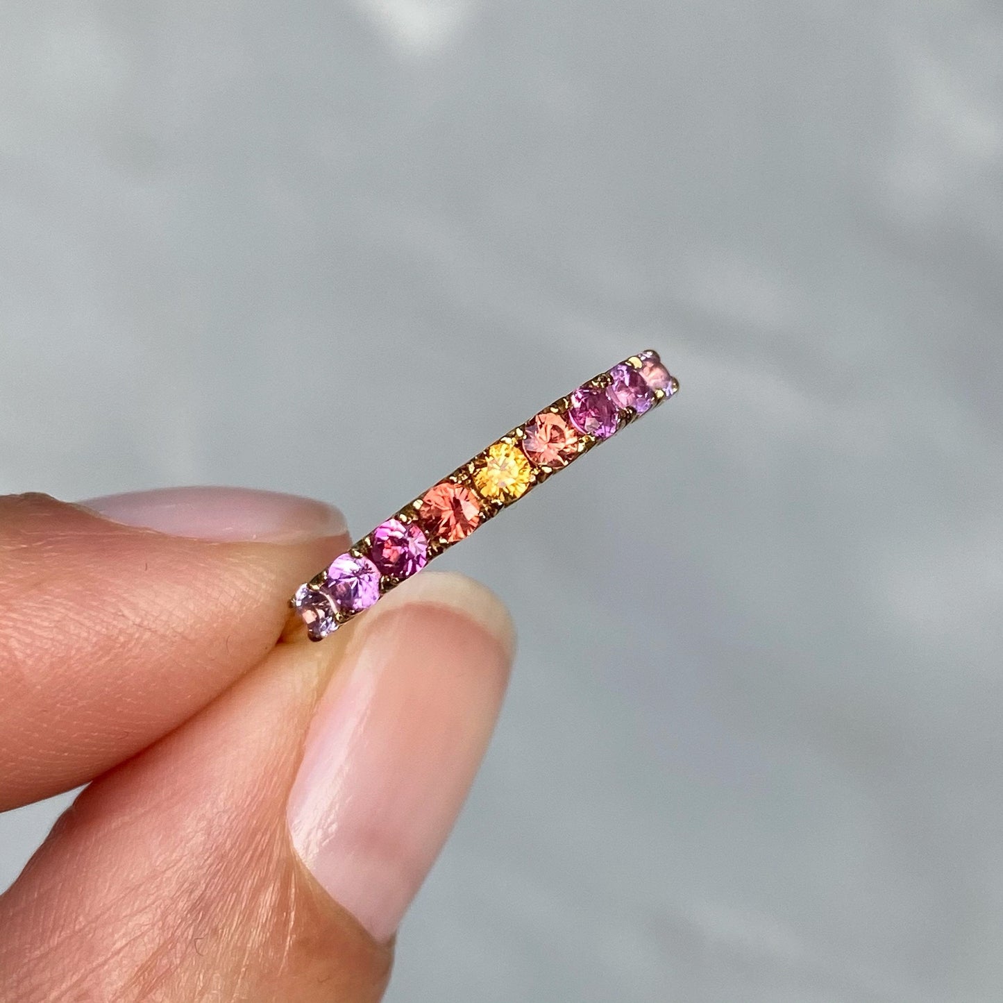 Riviera Double Linea Ombré Sapphire Bar Ring line + hue collaboration with NIXIN Jewelry