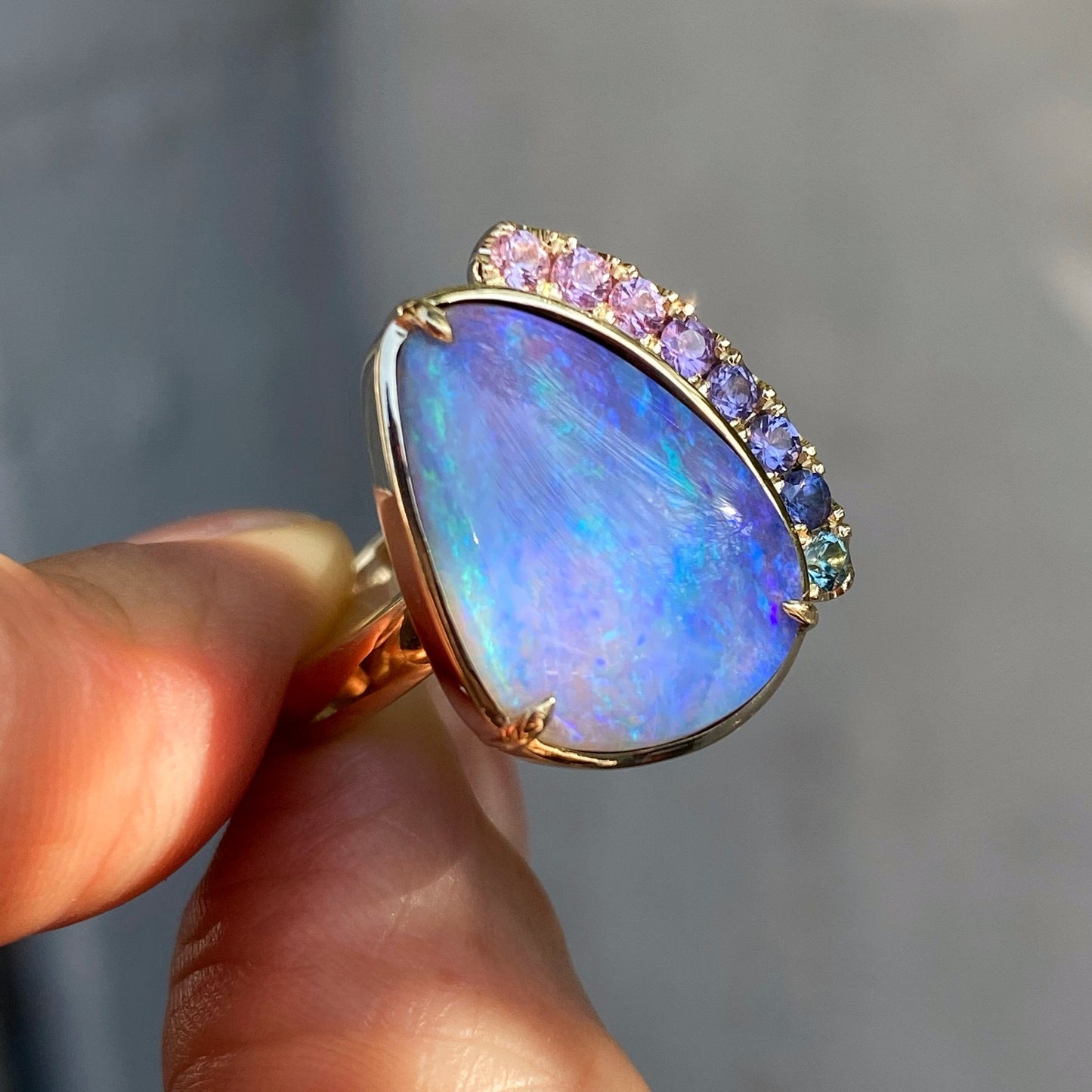 Serendipity Lavender Boulder Opal Gold Ring by NIXIN Jewelry