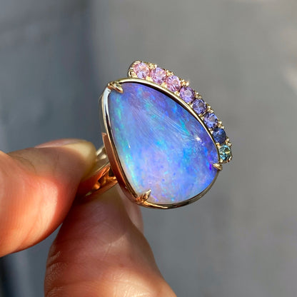 Serendipity Lavender Boulder Opal Gold Ring by NIXIN Jewelry