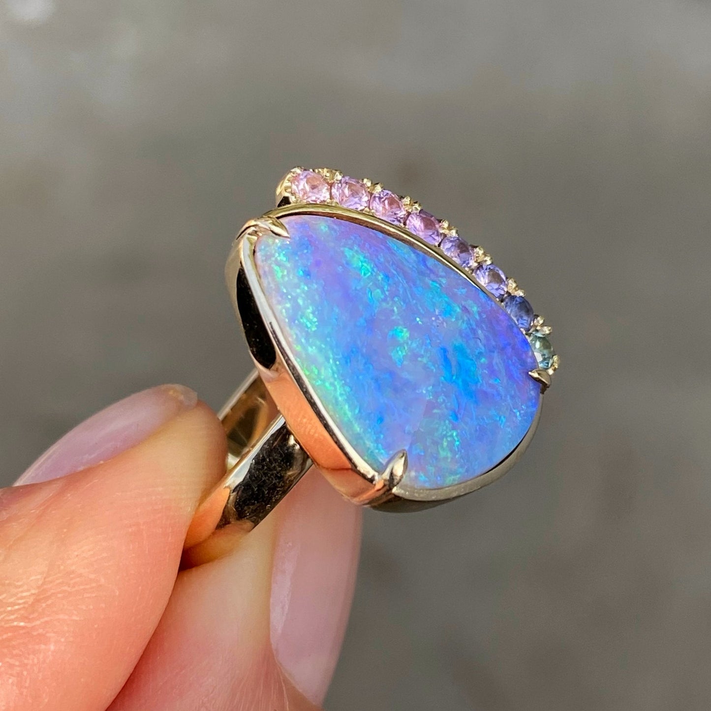 Serendipity Lavender Boulder Opal Gold Ring by NIXIN Jewelry