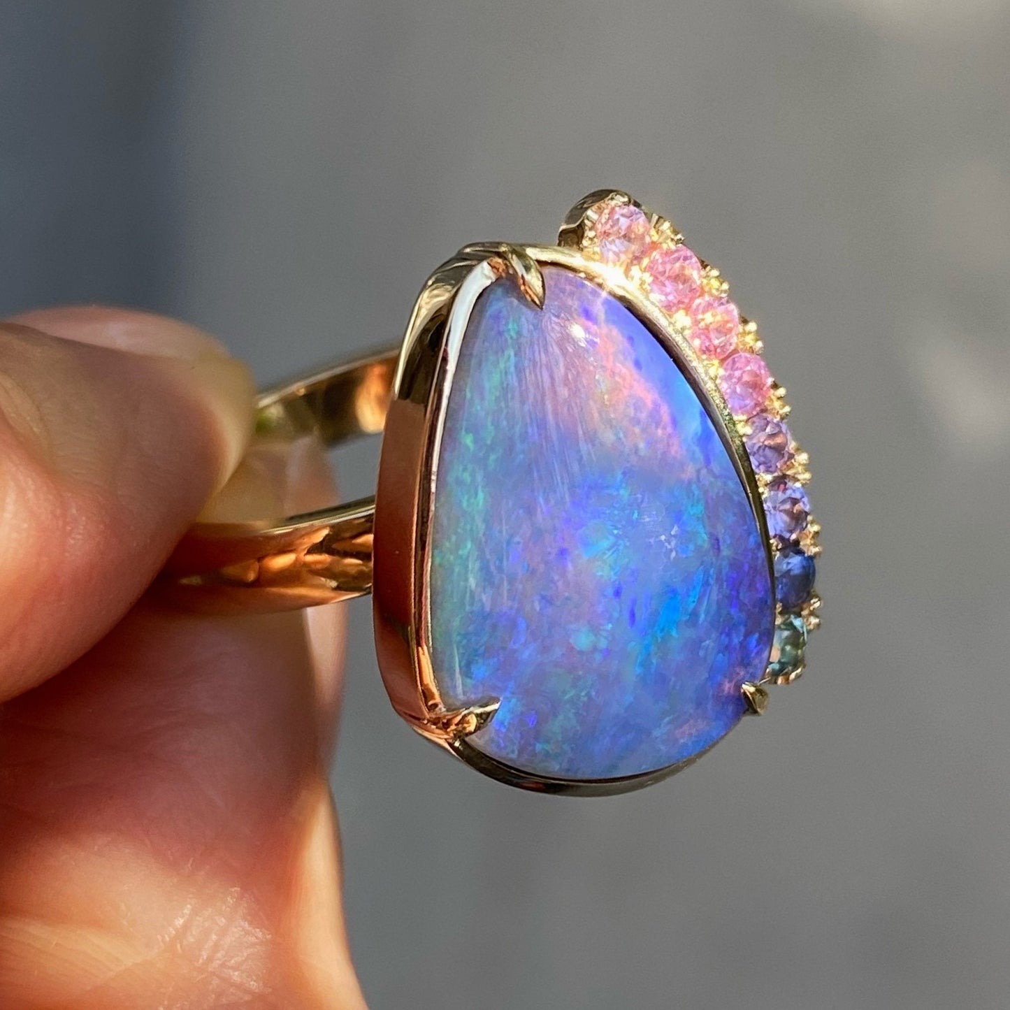 Serendipity Lavender Boulder Opal Gold Ring by NIXIN Jewelry
