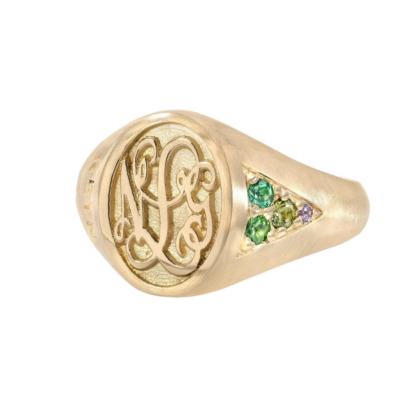 Signet Stones Monogram Ring with Gemstones