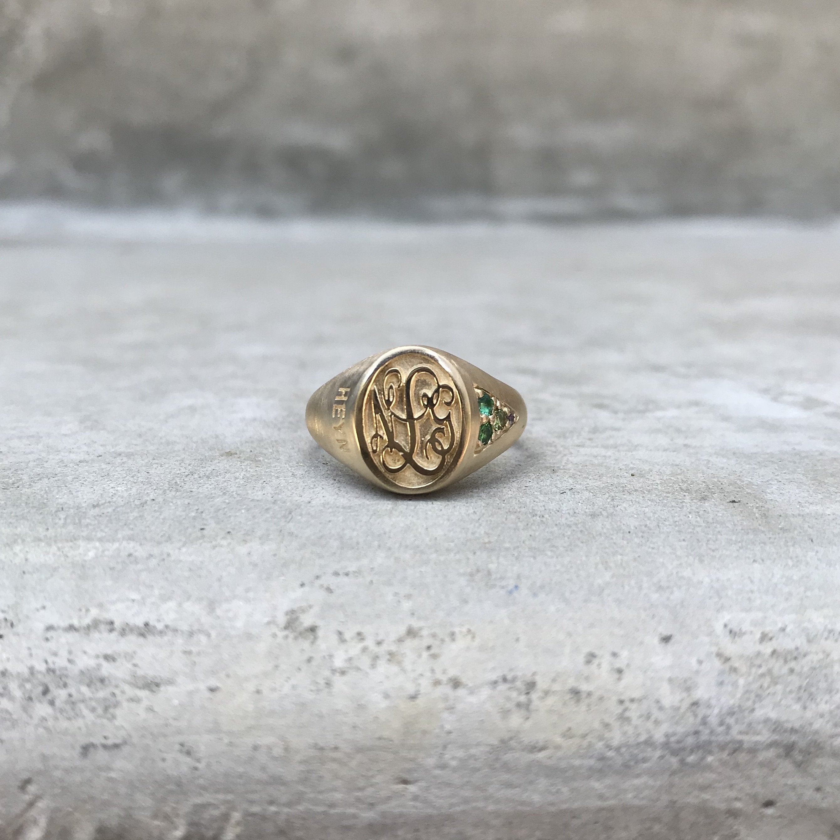 Ring with online initials on it