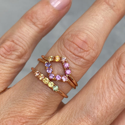 Summer Melon Linea Ombré Sapphire Bar Ring line + hue collaboration with NIXIN Jewelry