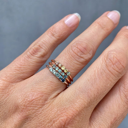 Summer Melon Linea Ombré Sapphire Bar Ring line + hue collaboration with NIXIN Jewelry