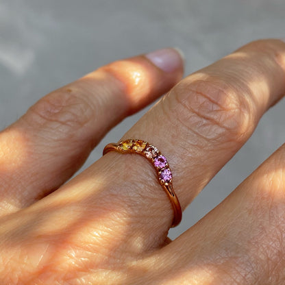 Sunset Arc Ombré Sapphire Curve Ring line + hue collaboration with NIXIN Jewelry