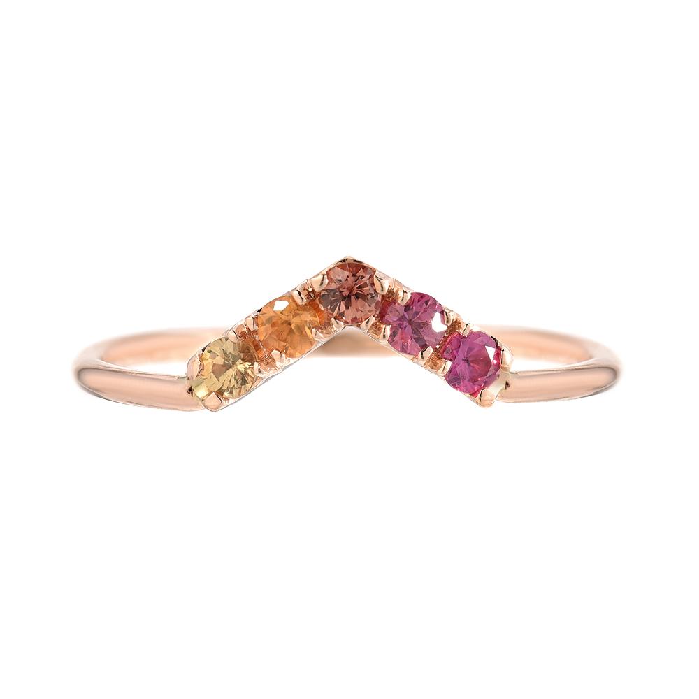 Sunset Chev Ombré Sapphire Chevron Ring line + hue collaboration with NIXIN Jewelry