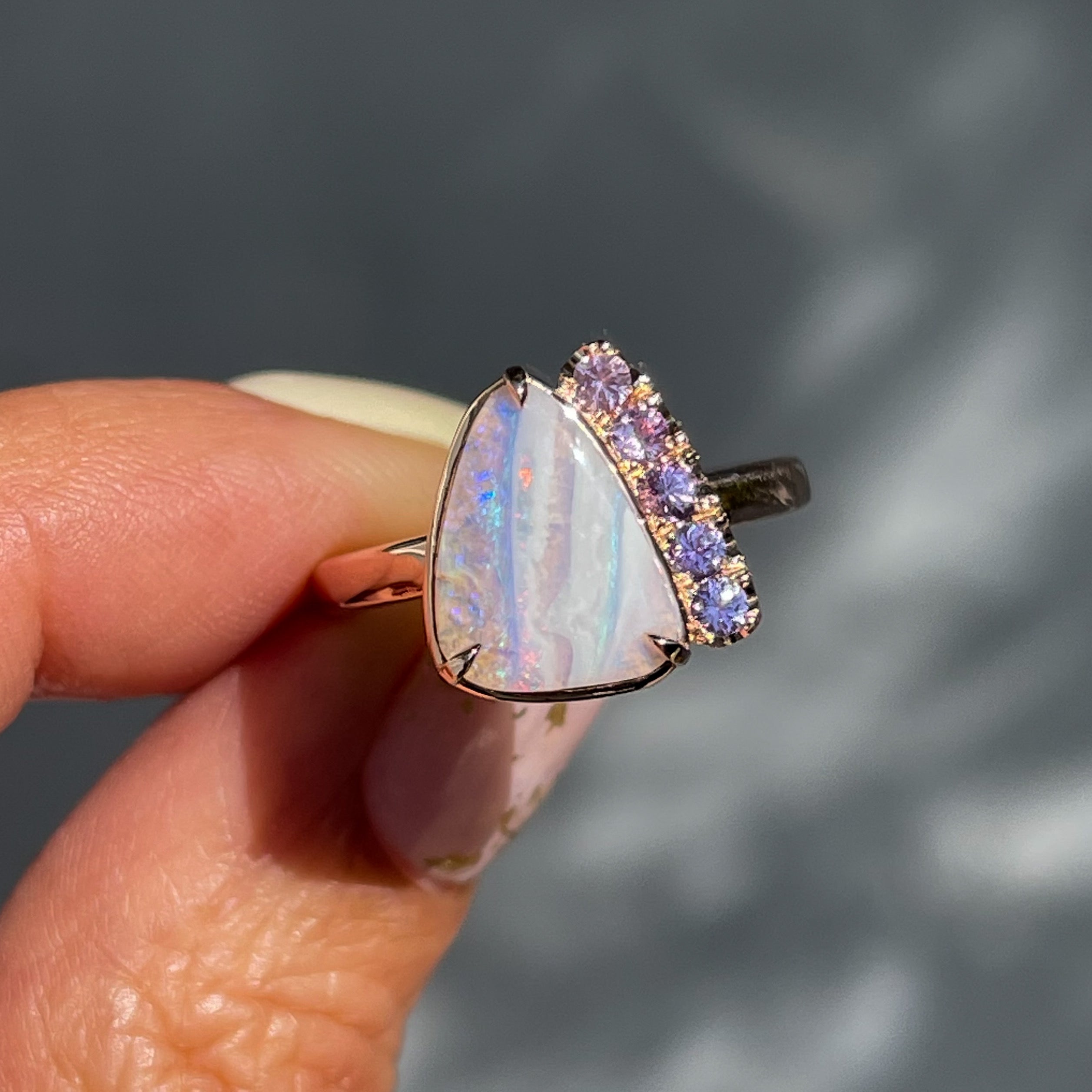 Faceted opal hot sale engagement ring