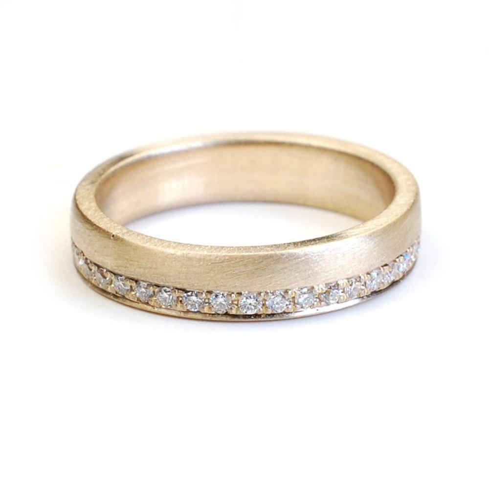 Satin finish gold diamond ring makes a great wedding band