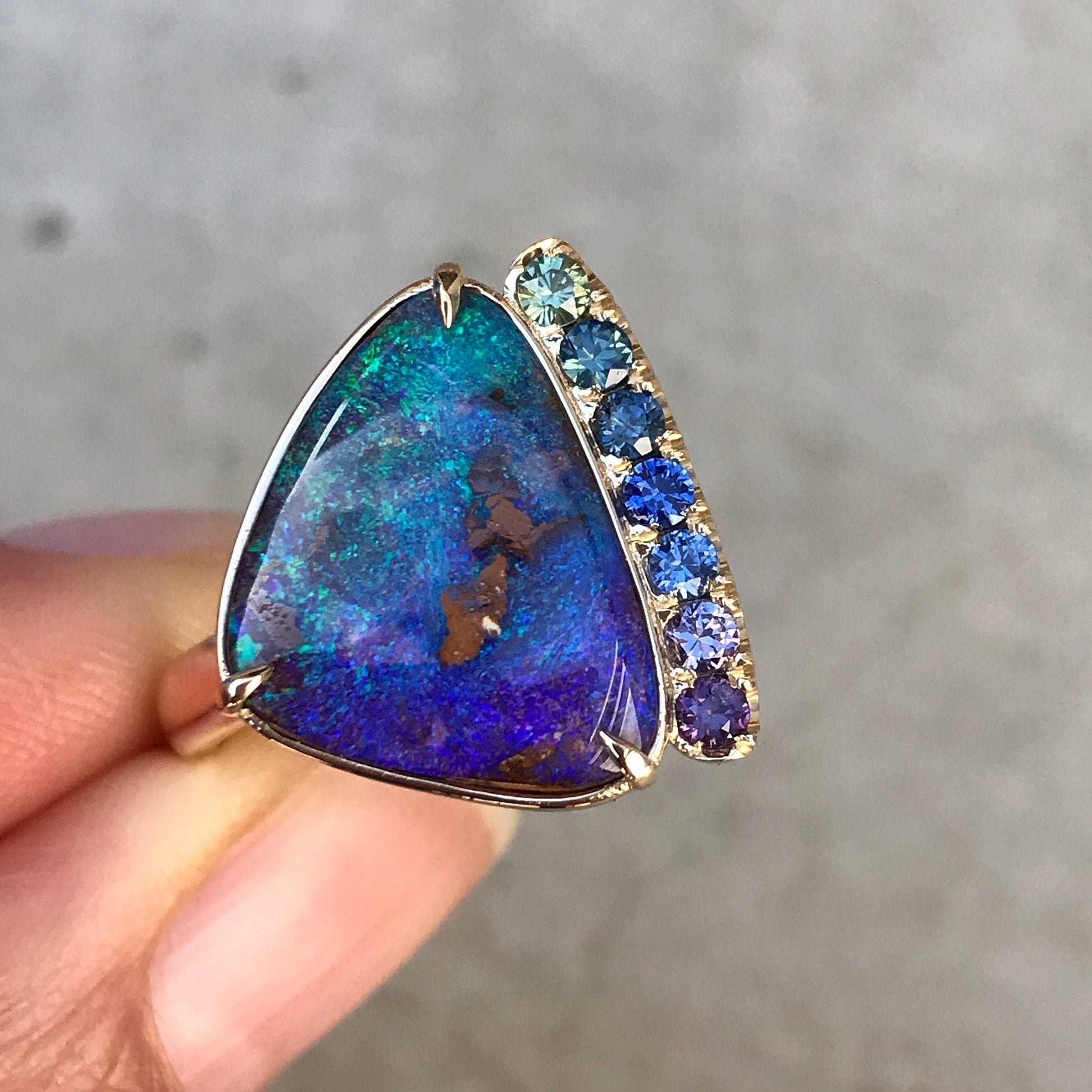 blue green opal ring